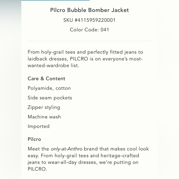 NWT new small / medium Anthropologie bubble bomber jacket navy blue zip up - Picture 4 of 16